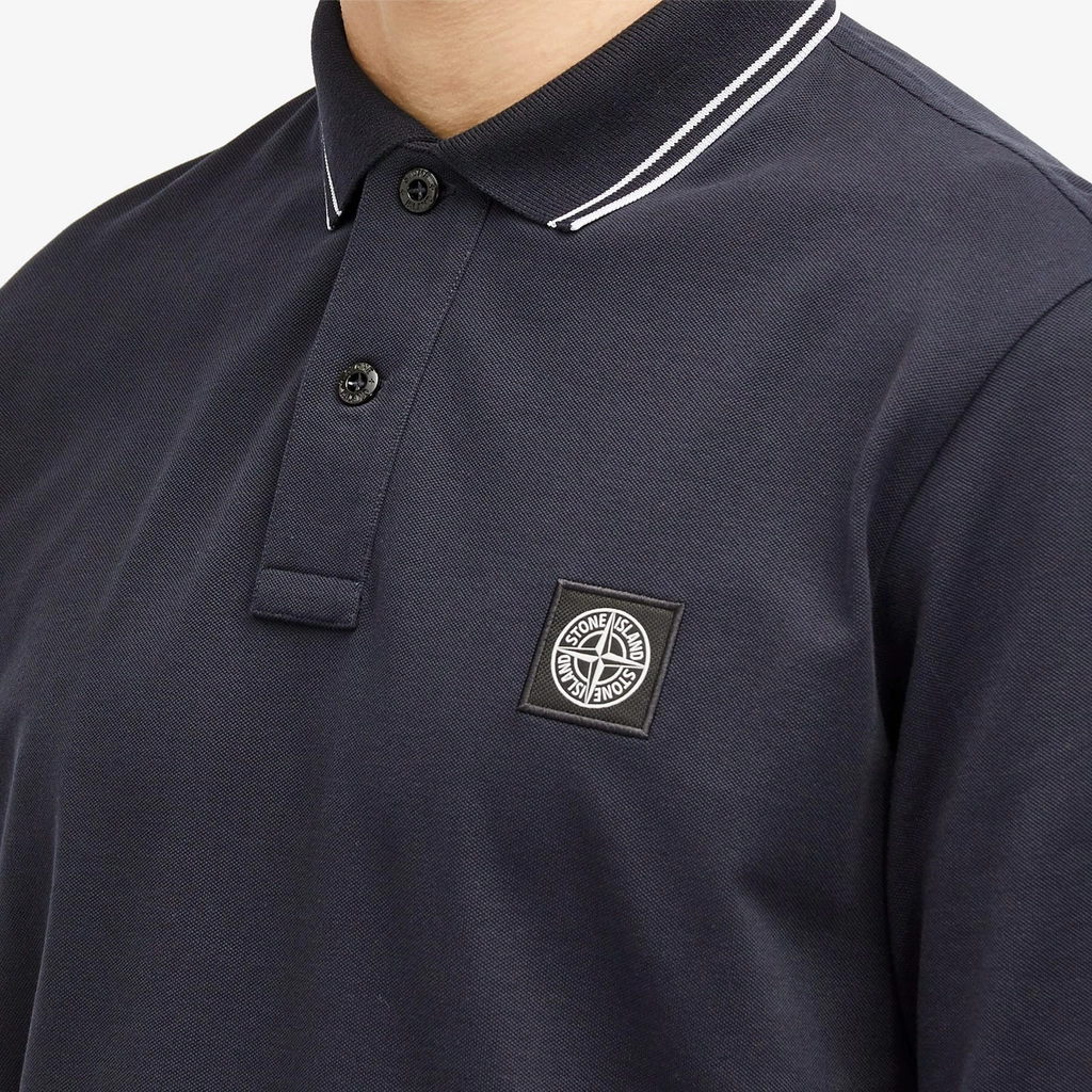 Stone Island Men's Long Sleeve Patch Polo Navy Blue